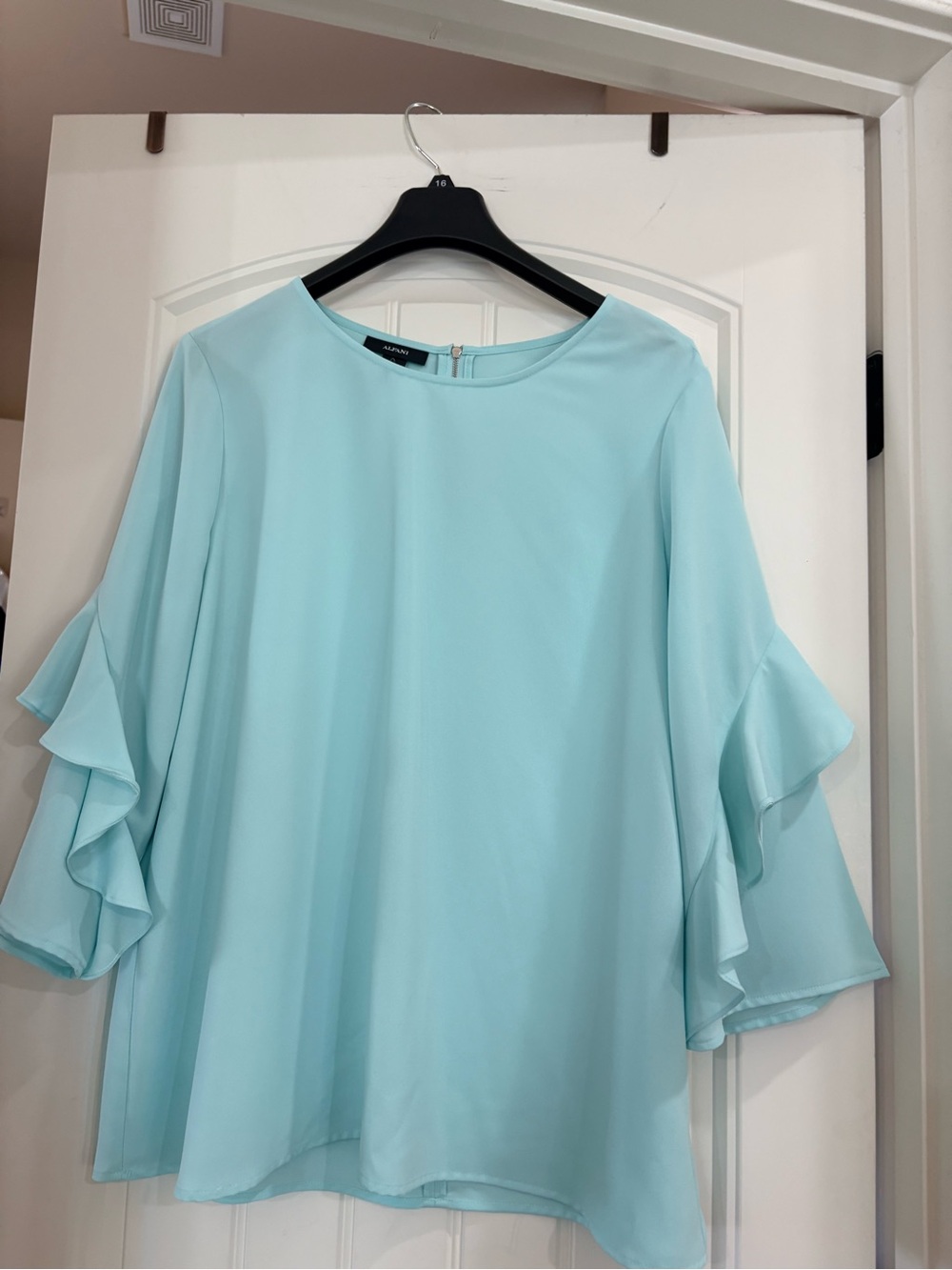 Alfani Aqua Ruffle Sleeve Blouse